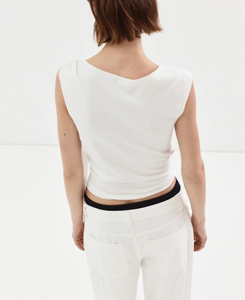 Mango Women's Tie Detail Fine-Knit Sweater