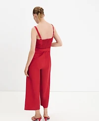 Mango Women's Belt Linen Jumpsuit