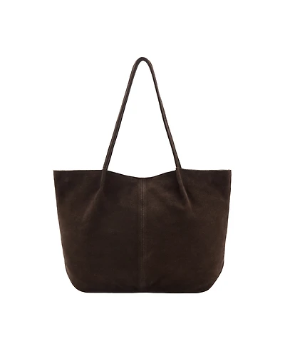 Mango Women's Large Suede Leather Shopper Tote