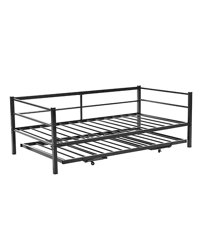 Slickblue Twin Convertible Metal Daybed with Pull-Out Trundle Bed