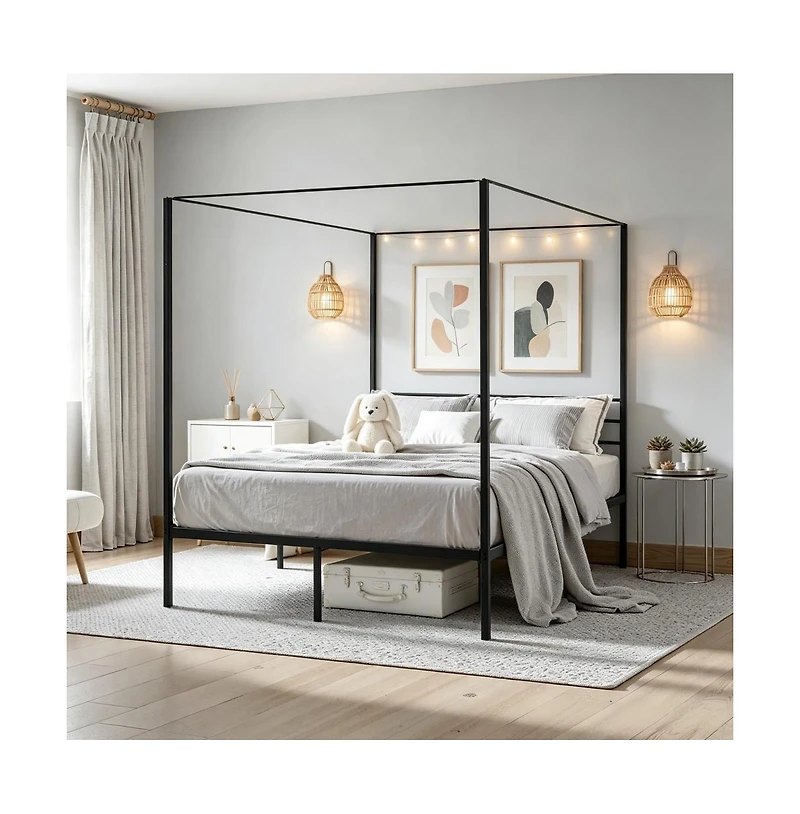 Slickblue Metal Canopy Bed Frame for Bedroom Decor