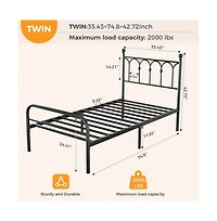 Slickblue Metal Platform Bed Frame with Steel Slats and Underbed Storage