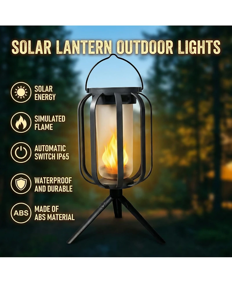 Cushry Solar Lanterns Outdoor Waterproof Hanging Solar Lantern Flickering Flame Solar Lights for Garden Patio Yard Decor (3Pieces)