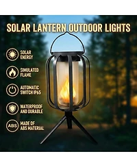 Cushry Solar Lanterns Outdoor Waterproof Hanging Solar Lantern Flickering Flame Solar Lights for Garden Patio Yard Decor (3Pieces)