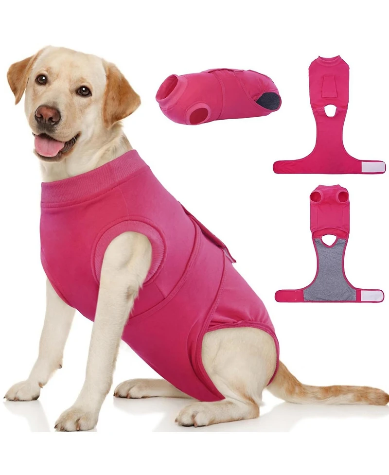 Cotton-Blend Post-Surgery Recovery Bodysuit Onesie for Dogs, E-Collar Alternative