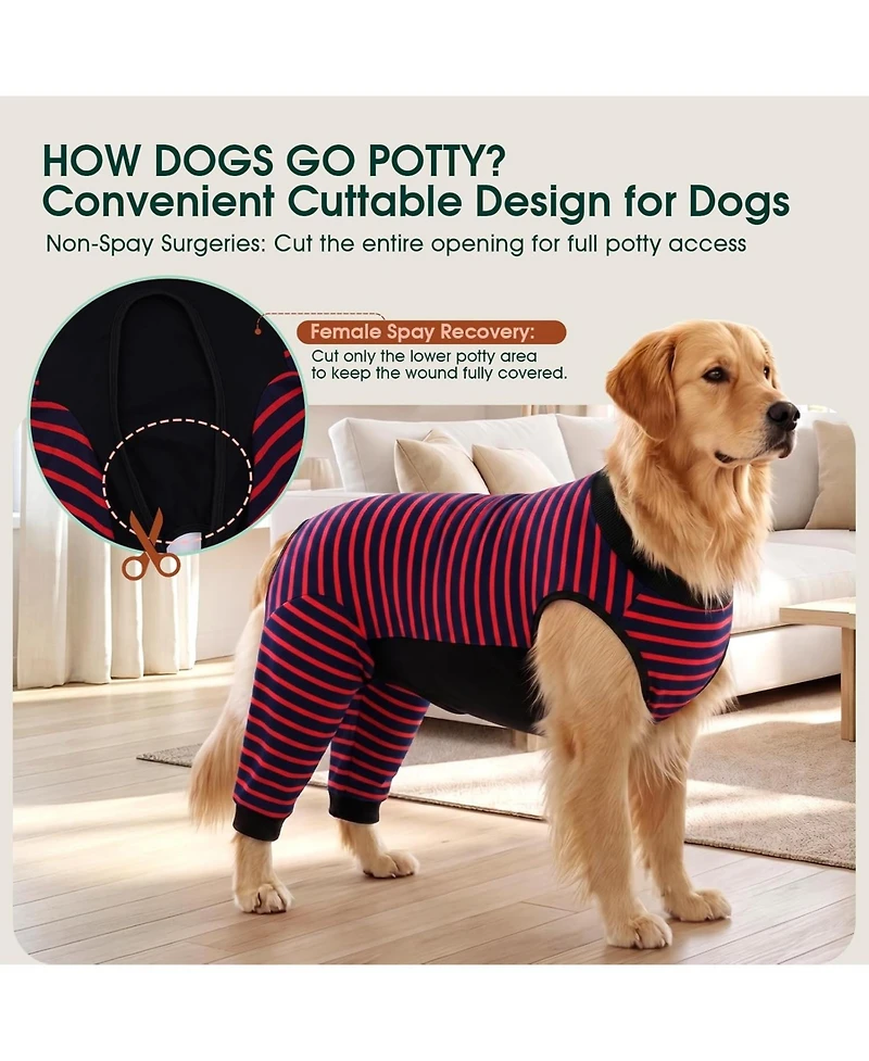 Soft Recovery Suit with Rear Leg Sleeve and Abdominal Coverage for Dogs