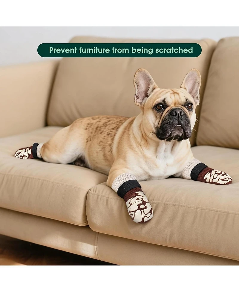 Non-Slip Breathable Recovery and Protective Dog Socks with Adjustable Straps, Set of 4