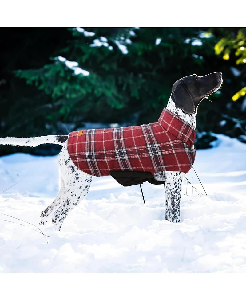 Reversible Waterproof Fleece-Lined Dog Jacket with Leash Access for Cold Weather