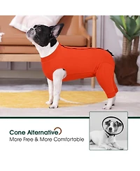 Soft Recovery Suit with Rear Leg Sleeve and Abdominal Cover for Post-Surgical Dog Care