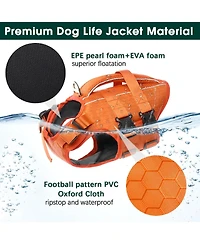 High-Flotation Ripstop Reflective Safety Life Vest for Dogs with Rescue Handle