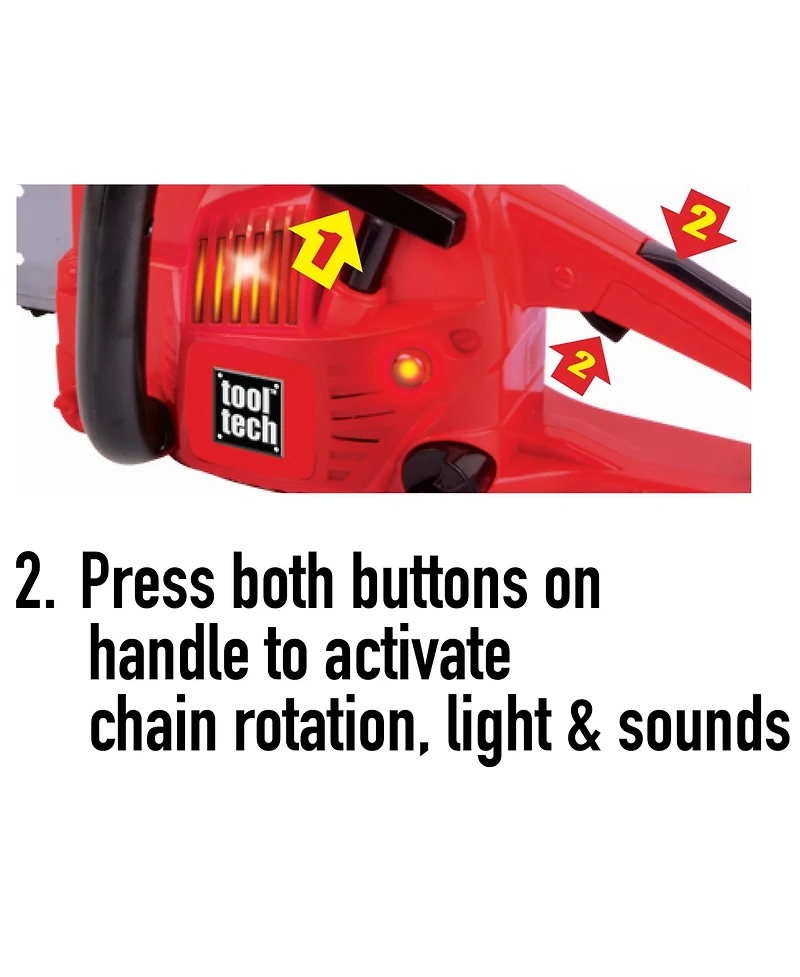 Red Box Tool Tech Vibrating-Lighted Toy Chainsaw, 2-Piece, Ages 3+