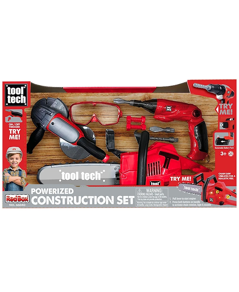 Red Box Tool Tech Powered Lights and Sounds 3-Piece Construction Set, Ages 3+