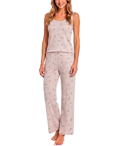 Sincerely Jules Women's Sleeveless Scoop-Neck Pointelle Tank and Pants, 2-Piece Set