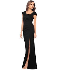 Xscape Petite Asymmetric Front Slit Evening Gown