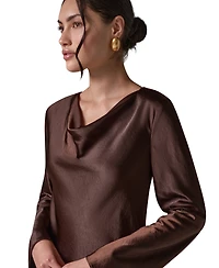 Donna Karan New York Women's Satin Cowl Neck A-Line Dress