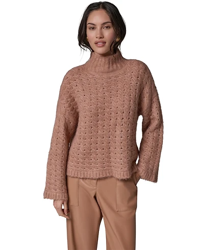 Donna Karan New York Women's Basket-Weave Knit Cable Sweater