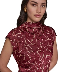 Donna Karan New York Women's Cowl Neck Burnout Midi Dress