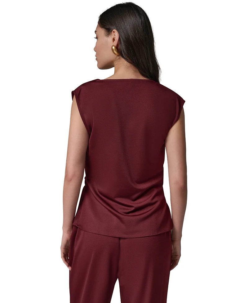 Donna Karan New York Women's Cowl Neck Draped Sleeveless Blouse