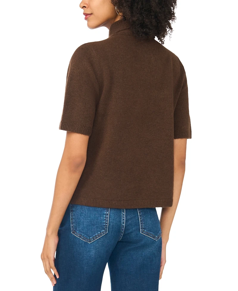 Sam & Jess Women's Cozy Tie Neck Short-Sleeve Loose-Fit Sweater