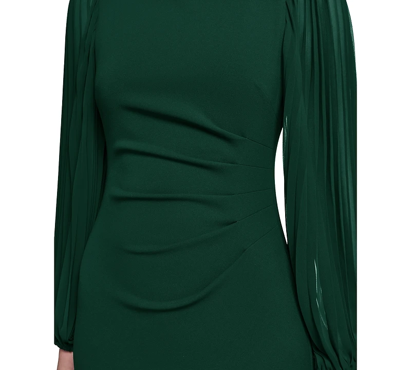 Jessica Howard Petite Pleated Sleeve Side Tuck Dress