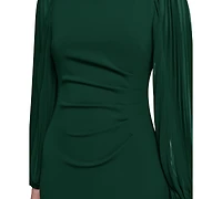 Jessica Howard Petite Pleated Sleeve Side Tuck Dress