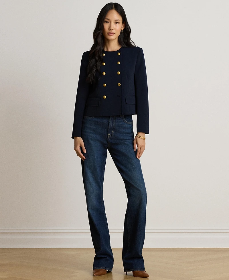 Lauren Ralph Women's Sable Crepe Double-Breasted Cropped Jacket