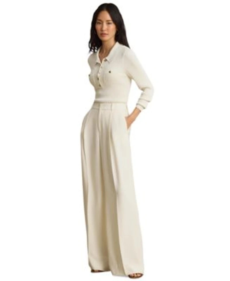 Lauren Ralph Lauren Womens High Rise Wide Leg Pants