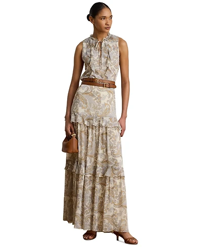 Lauren Ralph Women's Tiered A-Line Maxi Skirt