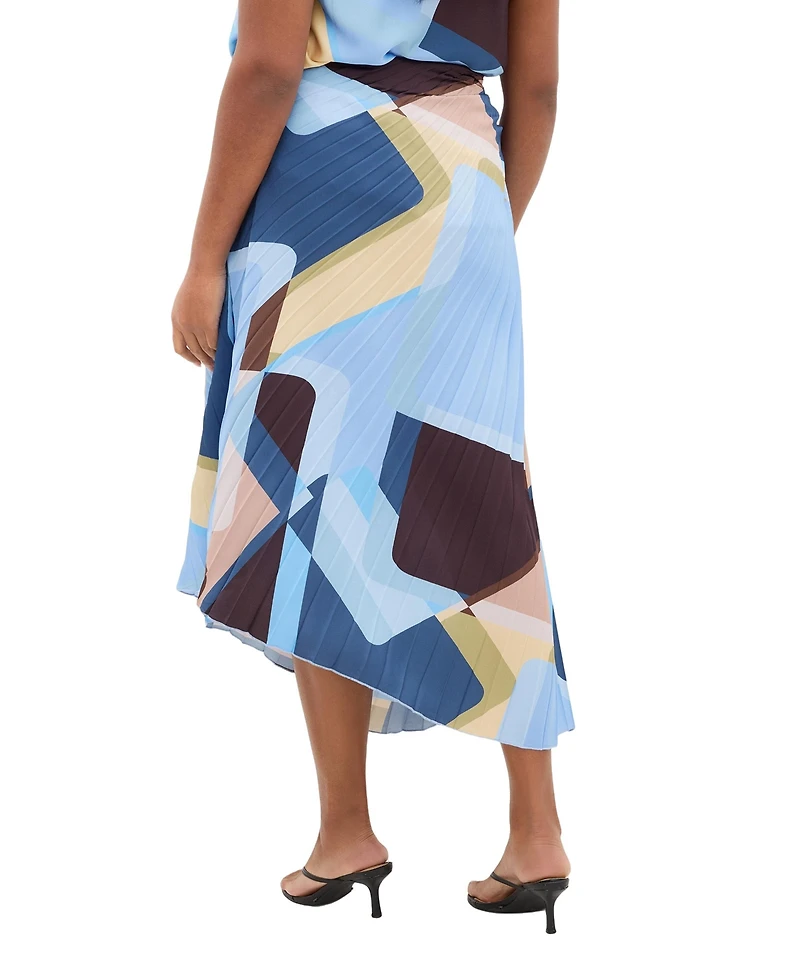 City Chic Plus Amaya Abstract Print Pleat Skirt