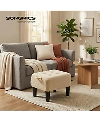 SongmicsHome Small Ottoman Stool with Thick Cushion, Footrest for Bedroom, Living Room, Sturdy Legs