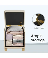 SongmicsHome Ottoman Cube with Hinged Lid, Storage Ottoman, Foot Stool Footrest, Linen-Look Fabric