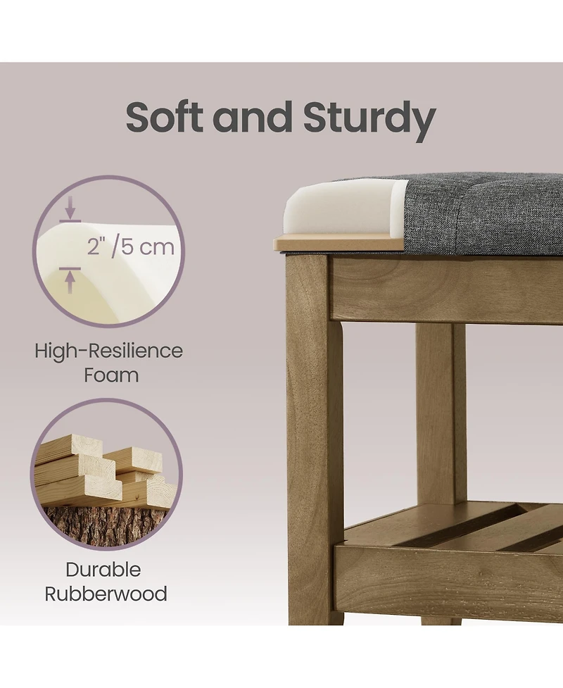 SongmicsHome Upholstered End of Bed Bench, Storage Ottoman with Solid Wood Frame, Window Seat, for Living Room, Bedroom