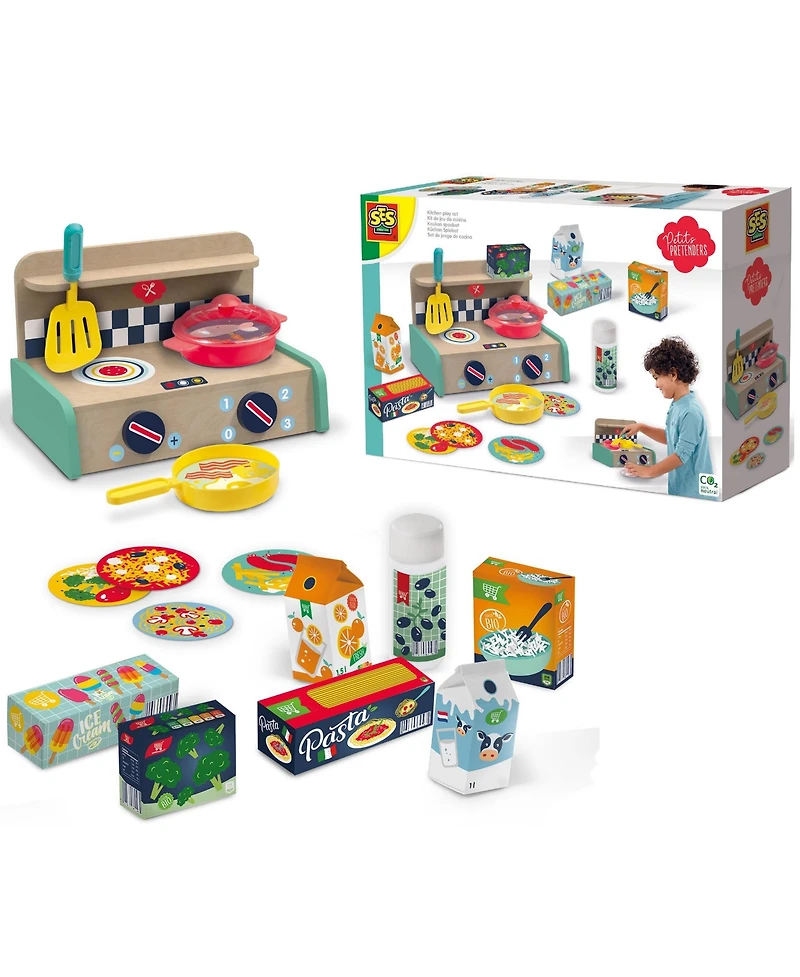 Ses Creative Petits Pretenders Wooden 16-Piece Kitchen Play Set, Ages 3+