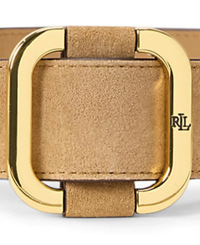 Lauren Ralph Leather Square Slide Buckle Wide Belt