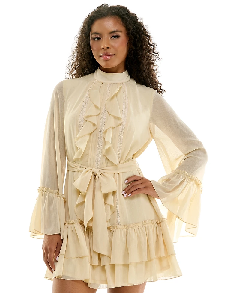 Seni & Cade Women's Ruffled Lace Tiered Mini Dress