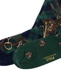 Polo Ralph Lauren Men's Horse/Bridle Crew Ribbed Socks, 2-Pack