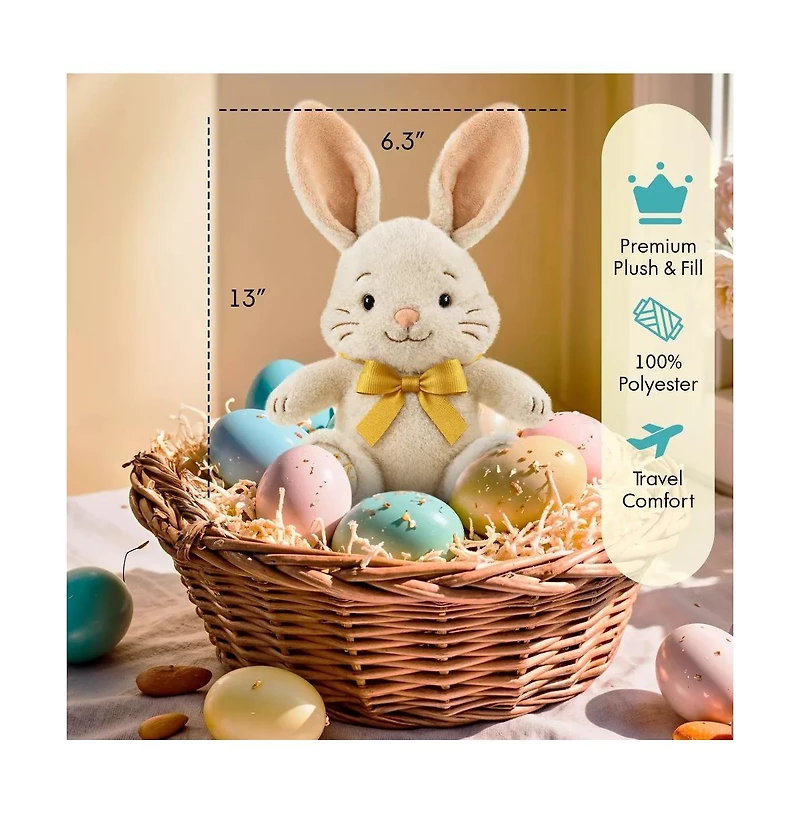 Sperric Easter Baby Plush Bunny with Bow, Cuddly Easter Plush Bunny Sensory Easter Toy for Newborns and Infants, 13" Soft, Easter Gift Toys