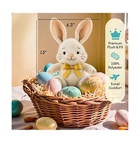 Sperric Easter Baby Plush Bunny with Bow, Cuddly Easter Plush Bunny Sensory Easter Toy for Newborns and Infants, 13" Soft, Easter Gift Toys