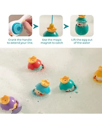 Sperric Toddler Egret Magnetic Fishing Game Bath Toy with Fishing Rod & Surprise Animal Eggs, Floating Water Toy Kids, Fun Hand-Eye Coordination Game