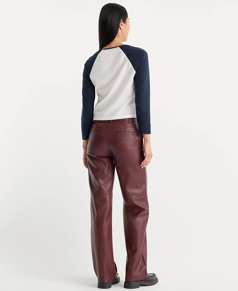 Good American Women's Better Than Leather Low-Rise Wide-Leg Faux Trousers
