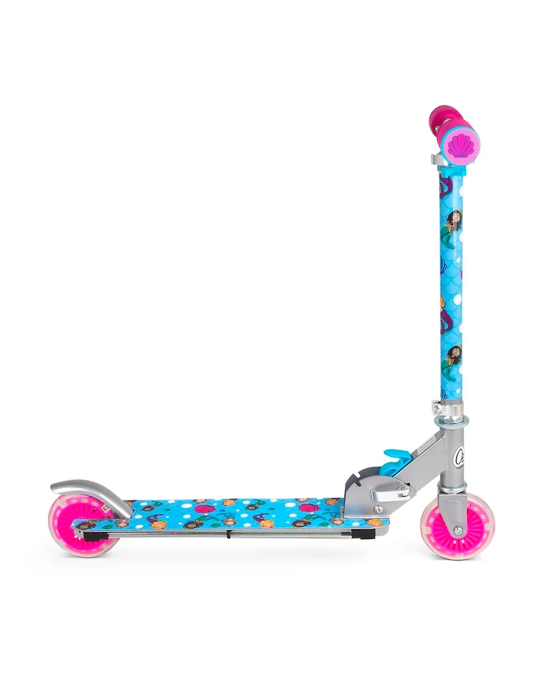 Ozbozz Mermaid Light-Up Flashing Scooter with Adjustable Handlebar and Rear Brake, 100 lb. Capacity, Ages 5+