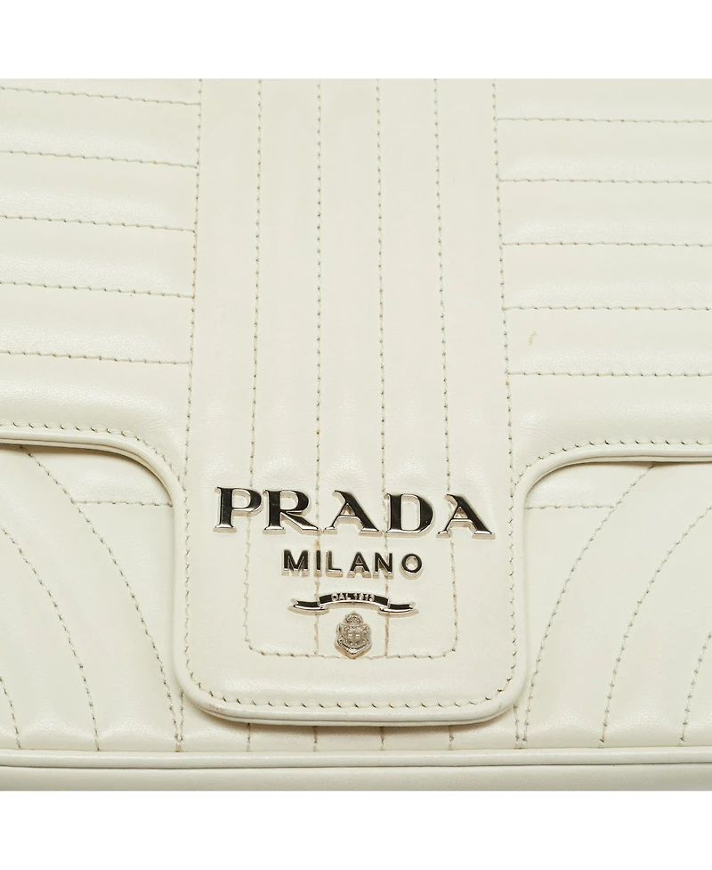 Pre-Owned Prada Women's Diagramme Quilted Leather Flap Shoulder Bag