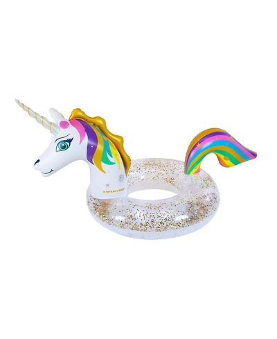 Swimline Led Unicorn Glitter Ring, 68", 200 Lbs. Capacity, Ages 4+