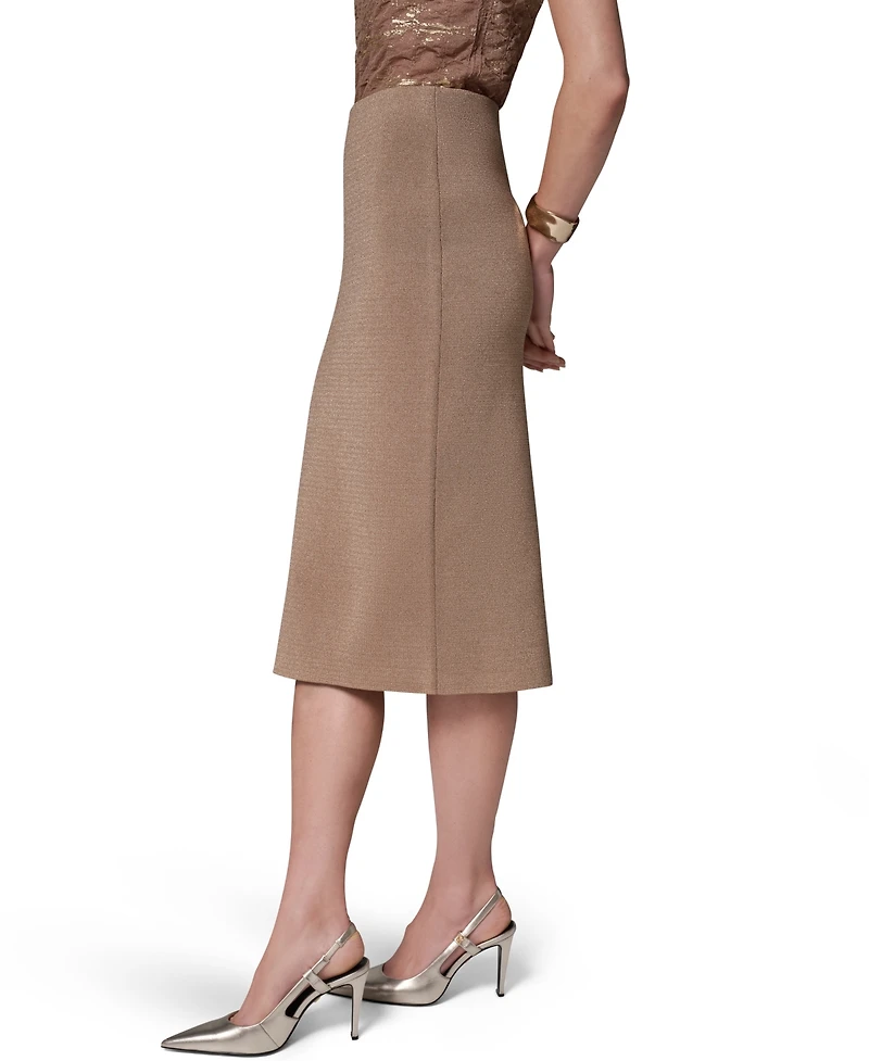 Donna Karan New York Women's DK647 Straight Knit Midi High-Waisted Skirt