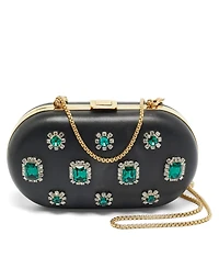 Pre-Owned Prada Women's Crystal-Embellished Leather Frame Clutch