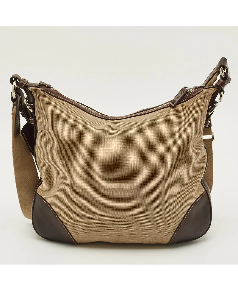 Pre-Owned Prada Logo Jacquard Canvas and Leather Messenger Bag