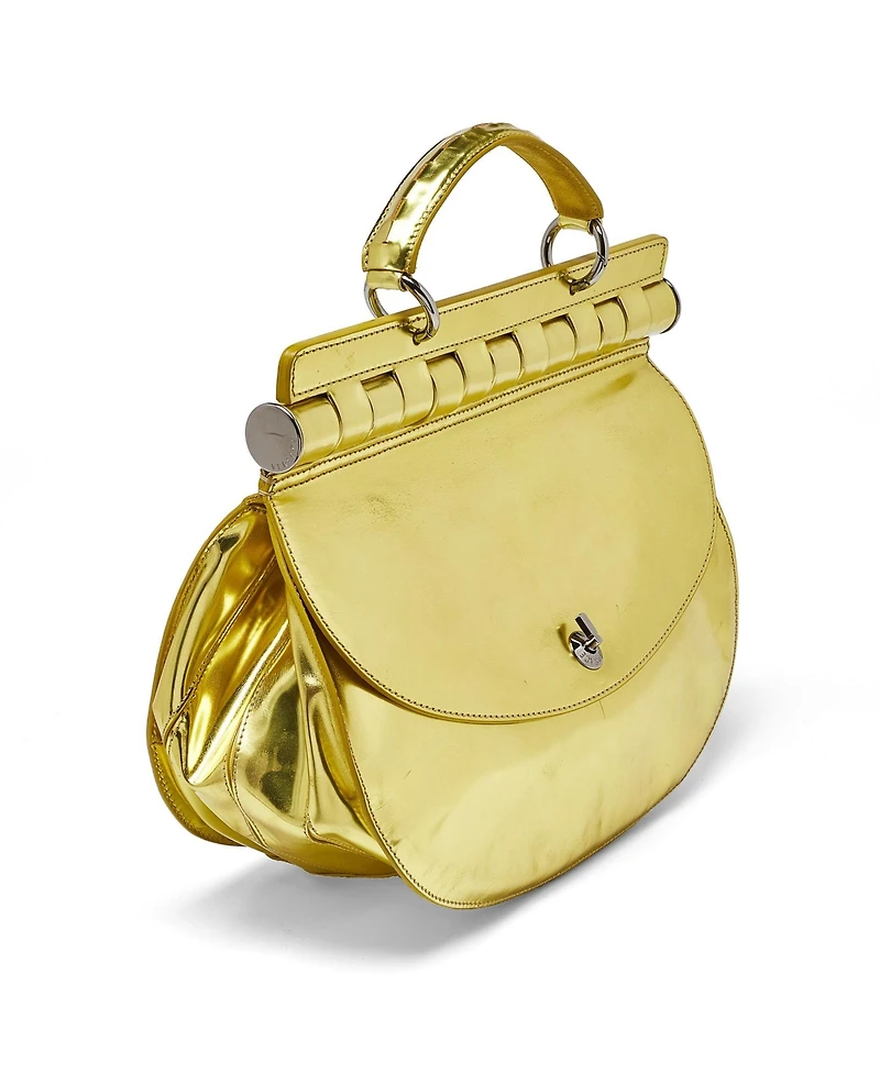 Pre-Owned Versace Metallic Patent Leather Top Handle Satchel