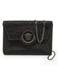 Pre-Owned Versace Women's La Medusa Crystal-Embellished Satin Clutch