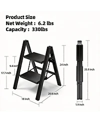 Aofar Foldable 2 Step Ladder Anti-slip Wide Pedal Portable