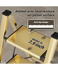 Aofar Aluminum 3 Step Ladder Foldable Portable Anti-slip Pedal Household
